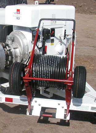 Garden hose storage reel for jetting applications